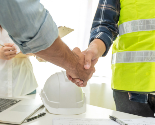 Contractor Handshake With Customer After Business Meeting